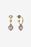 Stolen Girlfriends Club Dahlia's Heart Anchor Earrings - Gold Amethyst