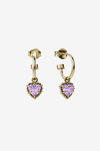 Stolen Girlfriends Club Dahlia's Heart Anchor Earrings - Gold Amethyst