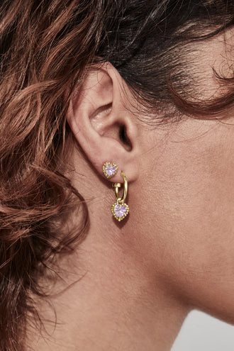 Stolen Girlfriends Club Dahlia's Heart Anchor Earrings - Gold Amethyst