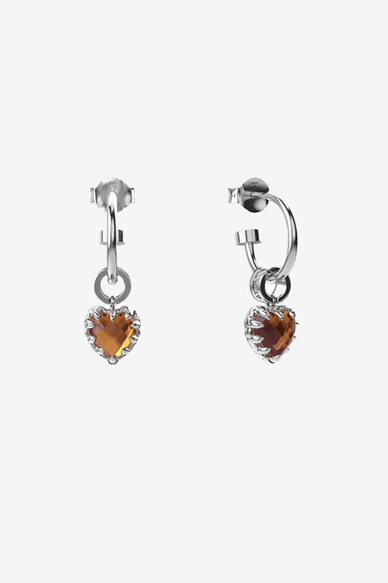 Stolen Girlfriends Club Love Anchor Earrings - Silver Orange Citrine