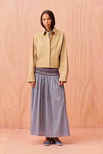 Ruby Anastasia Skirt - Navy Orange Tartan