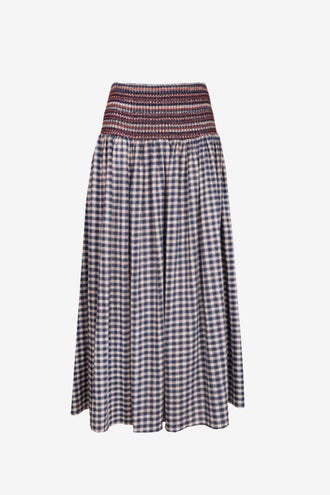 Ruby Anastasia Skirt - Navy Orange Tartan