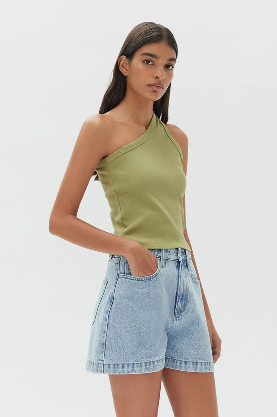 Assembly Asymmetrical Jersey Tank - Agave