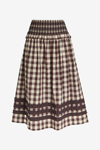 Damson Madder Ava Ruffle Midi Skirt - Gingham