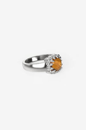 Stolen Girlfriends Club Baby Claw Ring - Silver Orange Citrine