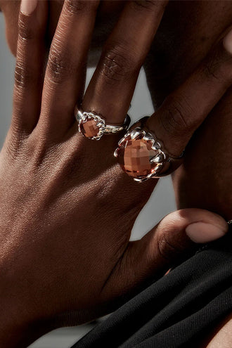 Stolen Girlfriends Club Baby Claw Ring - Silver Orange Citrine