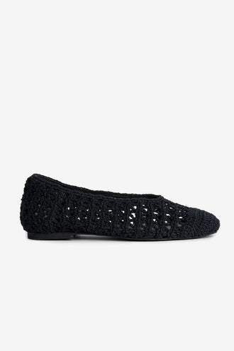 La Tribe Crochet Ballet Flat - Black