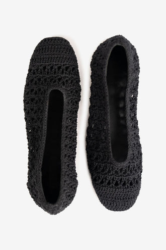 La Tribe Crochet Ballet Flat - Black