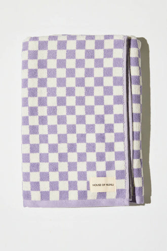 House Of Nunu Bath Towel - Lilac Check