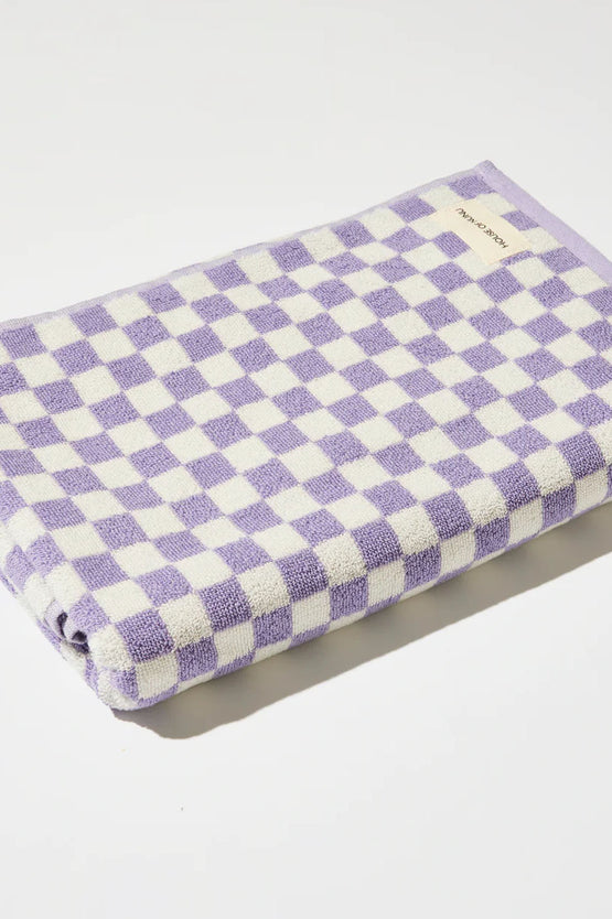 House Of Nunu Bath Towel - Lilac Check