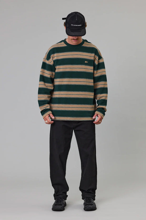 Just Another Fisherman Bay LS Tee - Green Stripe