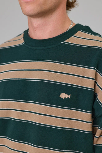 Just Another Fisherman Bay LS Tee - Green Stripe