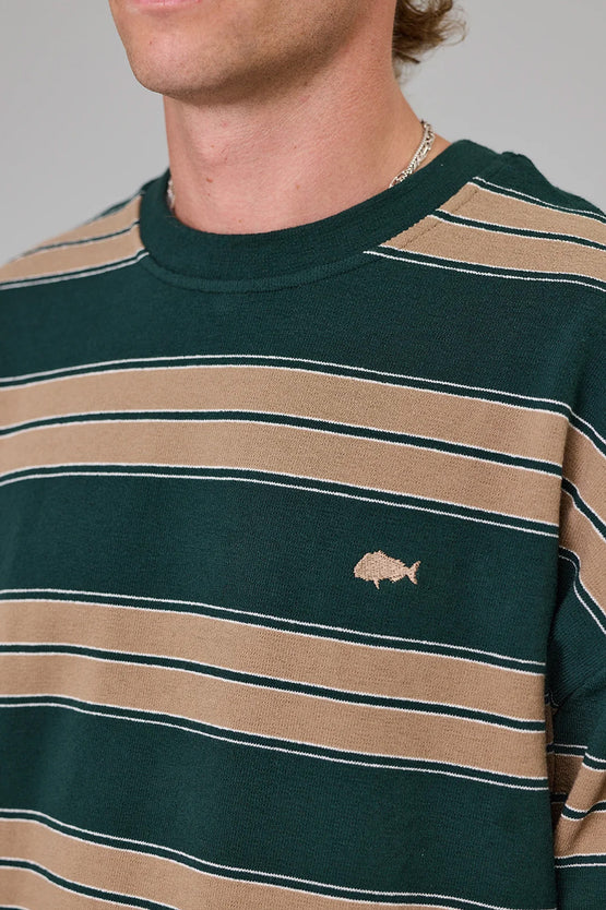 Just Another Fisherman Bay LS Tee - Green Stripe