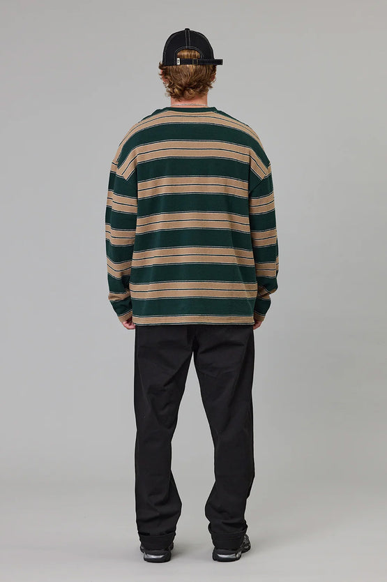 Just Another Fisherman Bay LS Tee - Green Stripe