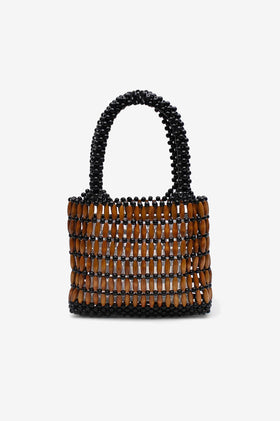 La Tribe Beaded Bag - Black/Tan