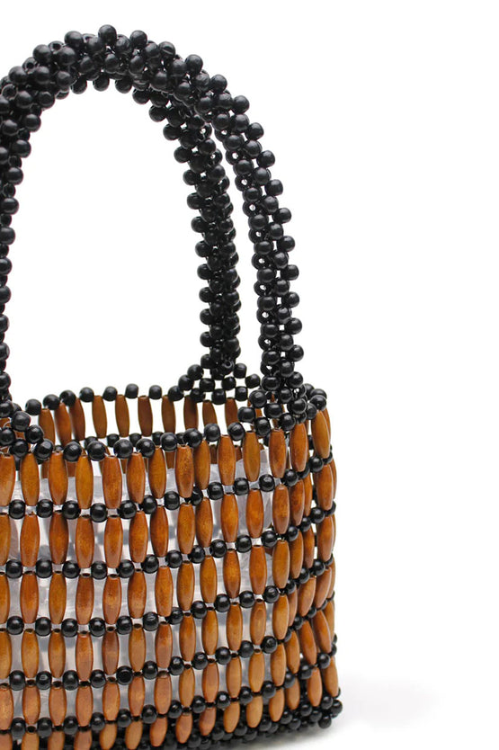 La Tribe Beaded Bag - Black/Tan