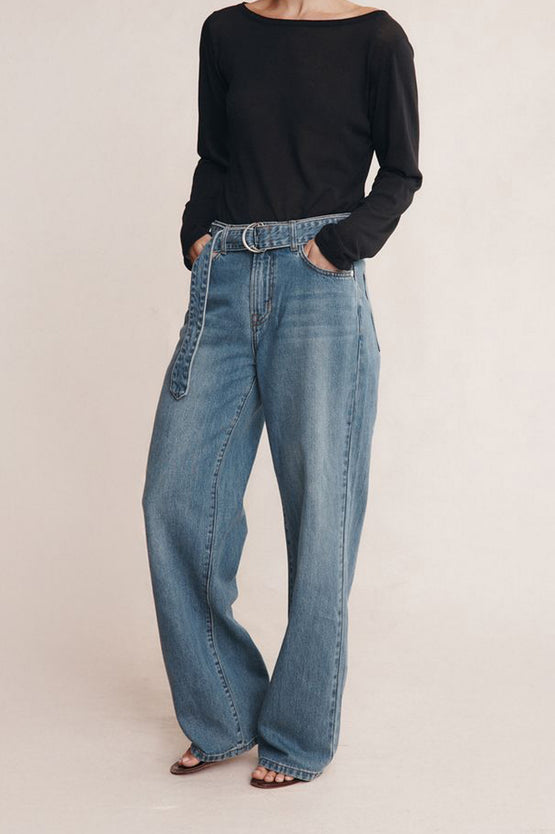 Marle Belted Wide Leg Jean - Light Wash