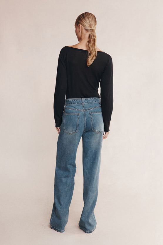 Marle Belted Wide Leg Jean - Light Wash