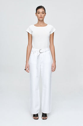 Marle Belted Wide Leg Jean - Blanc