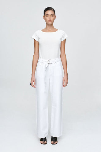 Marle Belted Wide Leg Jean - Blanc