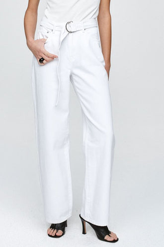Marle Belted Wide Leg Jean - Blanc