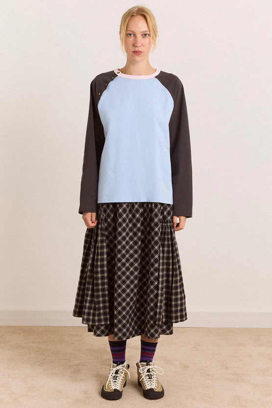 Damson Madder Berta Midi Skirt - Navy Check