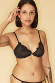 Liam Carnation Low Support Mesh Bra - Black