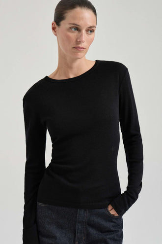Friends With Frank Merino Crew Top - Black