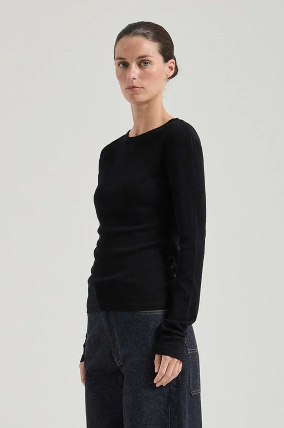 Friends With Frank Merino Crew Top - Black