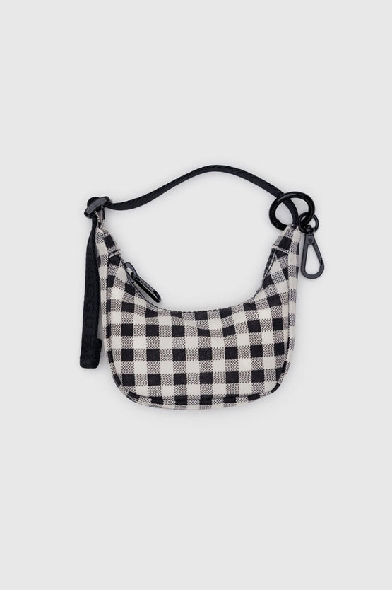 Baggu Crescent Bag Charm - Black White Gingham