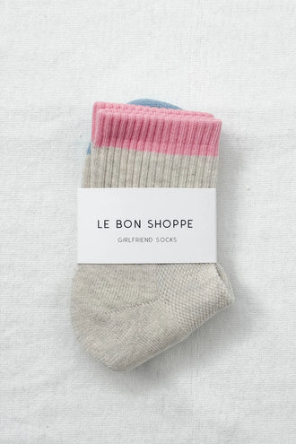 Le Bon Shoppe Color Block Girlfriend Socks - Grey Pink