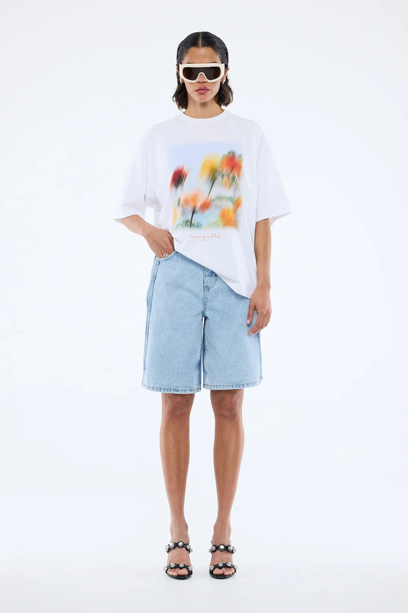 Ena Pelly Blurred Daisy Frame Tee - White