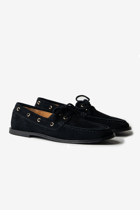 La Tribe Marlo Boat Shoe - Black Suede