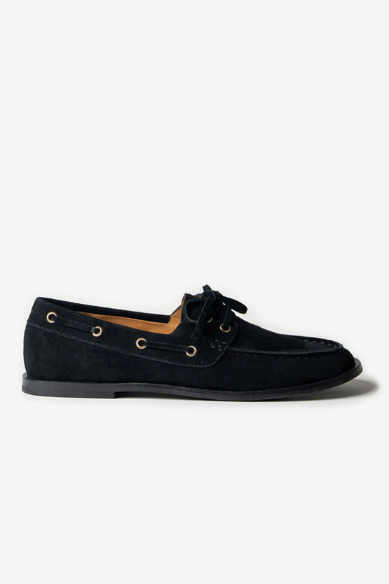 La Tribe Marlo Boat Shoe - Black Suede