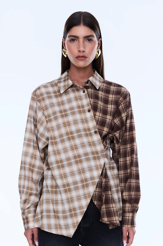 Ena Pelly Bobbi Check Shirt - Brown
