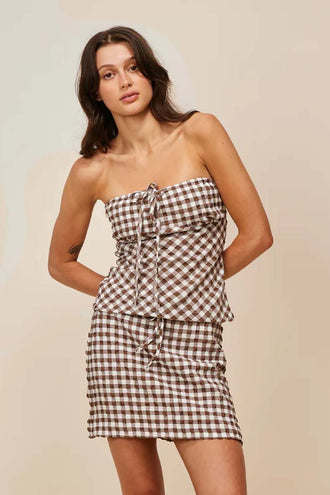 Ruby Prism Bodice - Brown Gingham