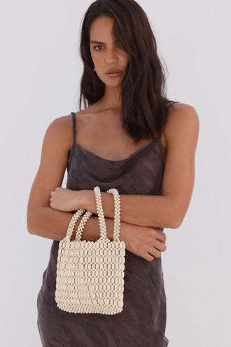 La Tribe Beaded Bag - Bone