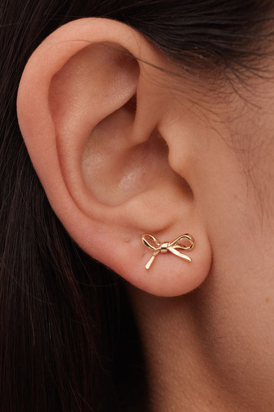 Meadowlark Bow Stud Earrings Small - 23K Gold