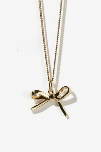 Meadowlark Bow Charm Necklace - 23K Gold
