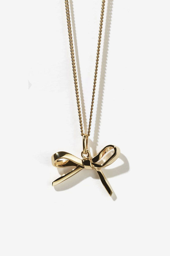 Meadowlark Bow Charm Necklace - 23K Gold