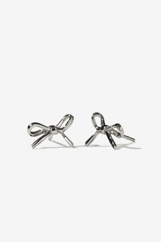 Meadowlark Bow Stud Small Earrings - Silver