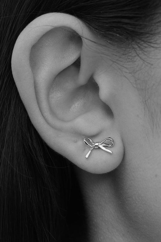 Meadowlark Bow Stud Small Earrings - Silver