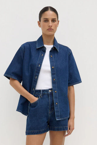 Assembly Boxy Denim SS Shirt - Heritage Blue