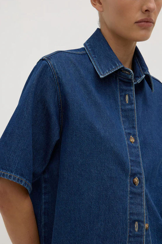 Assembly Boxy Denim SS Shirt - Heritage Blue