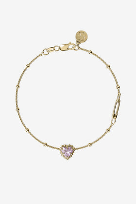 Stolen Girlfriends Club Dahlia's Heart Bracelet - Gold Amethyst