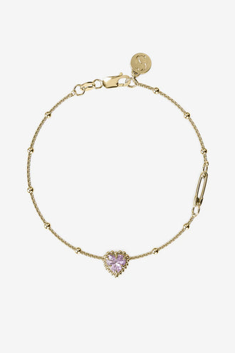 Stolen Girlfriends Club Dahlia's Heart Bracelet - Gold Amethyst