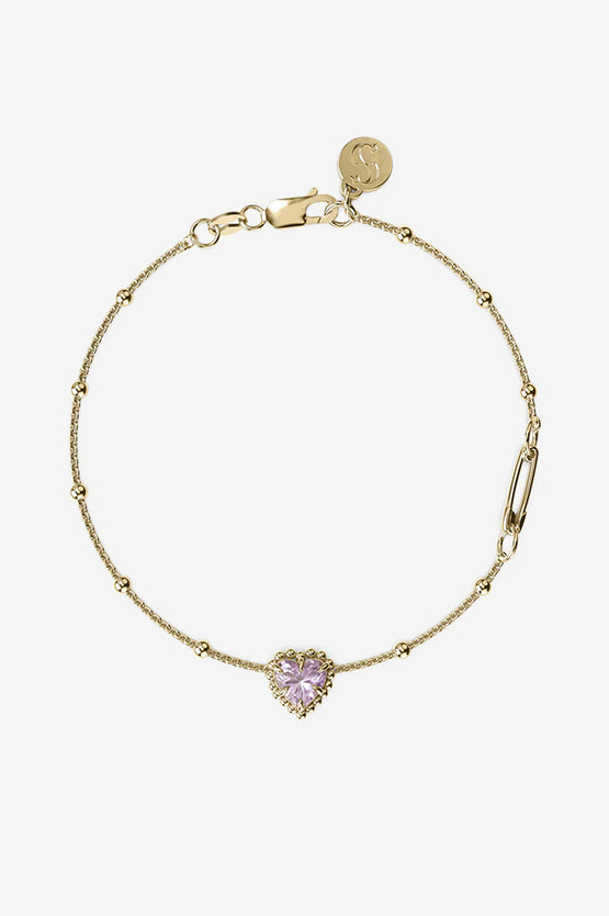 Stolen Girlfriends Club Dahlia's Heart Bracelet - Gold Amethyst