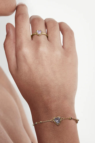 Stolen Girlfriends Club Dahlia's Heart Bracelet - Gold Amethyst
