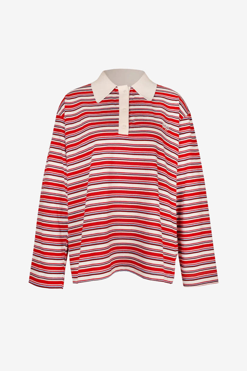 Ruby Brady Polo - White Blue Red Stripe