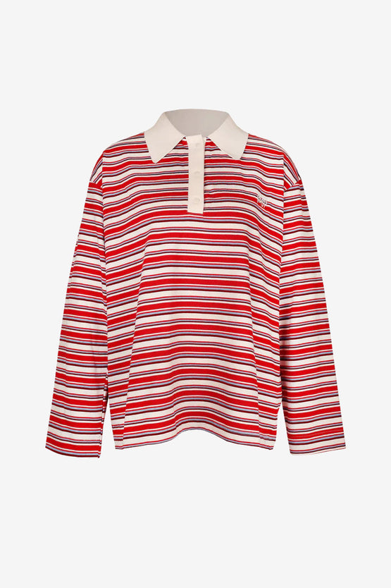 Ruby Brady Polo - White Blue Red Stripe